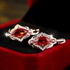 Exquisite Marquise Cut Red Zircon Drop Earrings for Women Luxury Wedding Accessories Fine Jewelry New Year's Gift