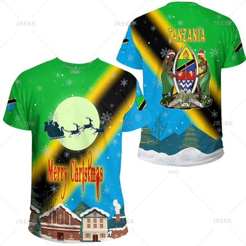 Tanzania Flag Print Short Sleeve T-shirt, Stylish National Pride Casual Tee