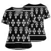 Women's Casual Printed V-Neck Pocket Side Slit Short Sleeved Top Short Sleeved Top