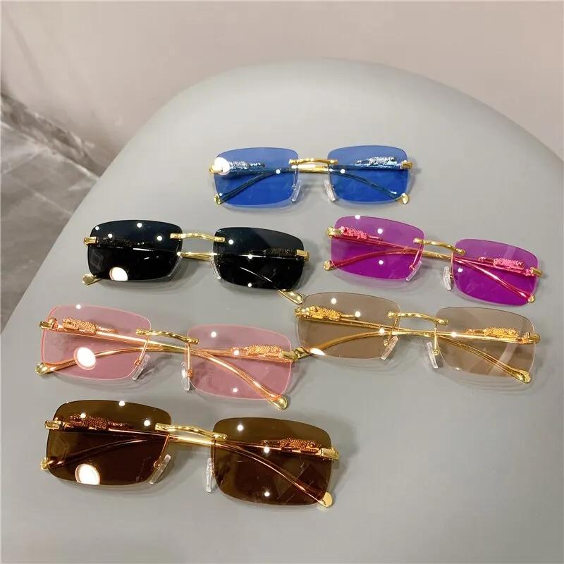 Vintage Sunglasses Rimless Cut Edge Sunglasses Fashion Designer Shades Luxury Sunglass Man UV400 Lunettes eil Homme