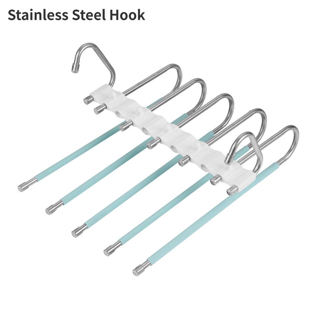 Multifunctional Foldable Pants Hanger,5/9 Layer Wardrobe Storage Rack for Scarf Towel,Space-saving Retractable Clothes Organizer