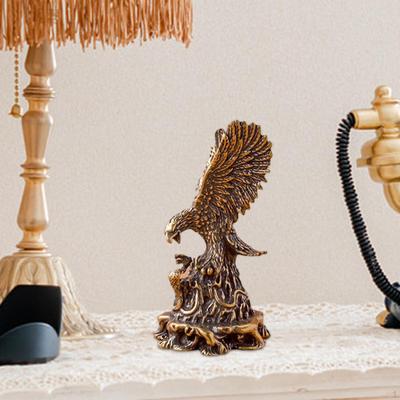 Ornamento Aquila Figurine Animali Opera d'Arte Autoportante Rame Portafortuna per Scrivania Ufficio