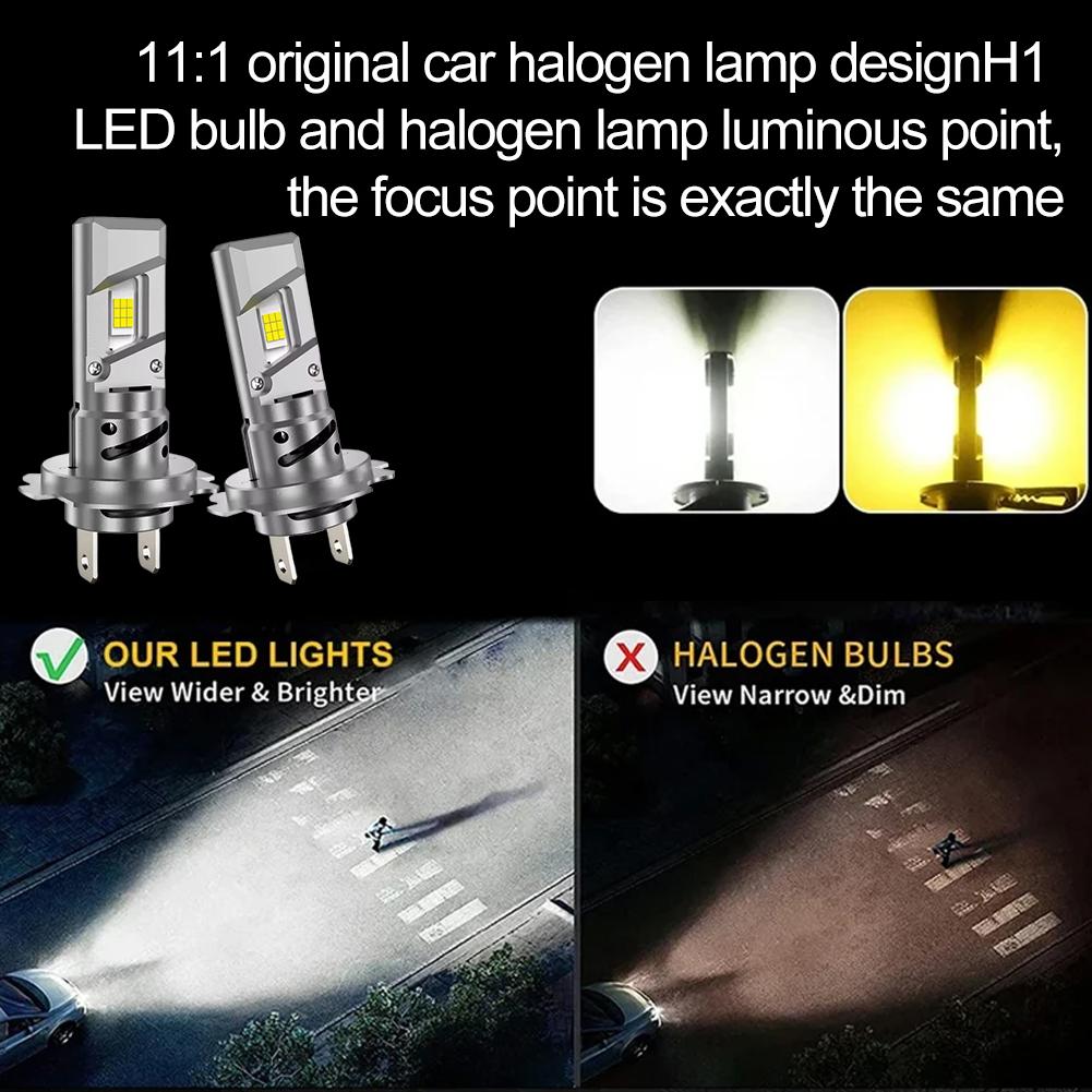 H1/H7 Car LED Headlight Bulbs CAN Bus Lights Mini Lamp 6000K 800000LM Super Bright Automobile Lamps Plug And Play Turbo Fan