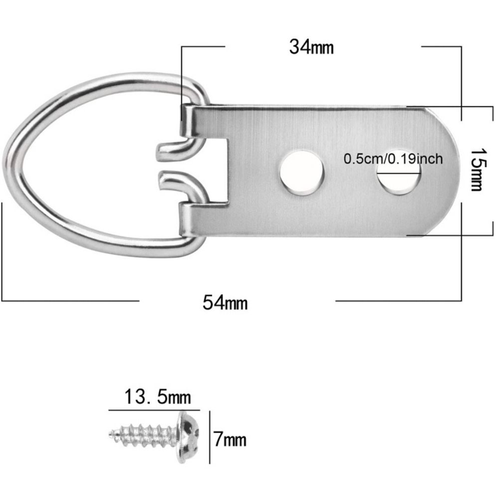 20pcs Rust Resistance D-Ring Hooks Corrosion Resistant Silver Wall Mounting Hangers Steel Picture Hangers Mirrors Hanging