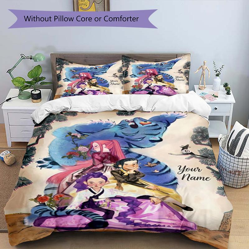 Fantasy Garden Custom Name Text Print 1Pc Bedding Set Duvet Cover With Two Pillowcases Soft Bed Linen For Household Bedroom