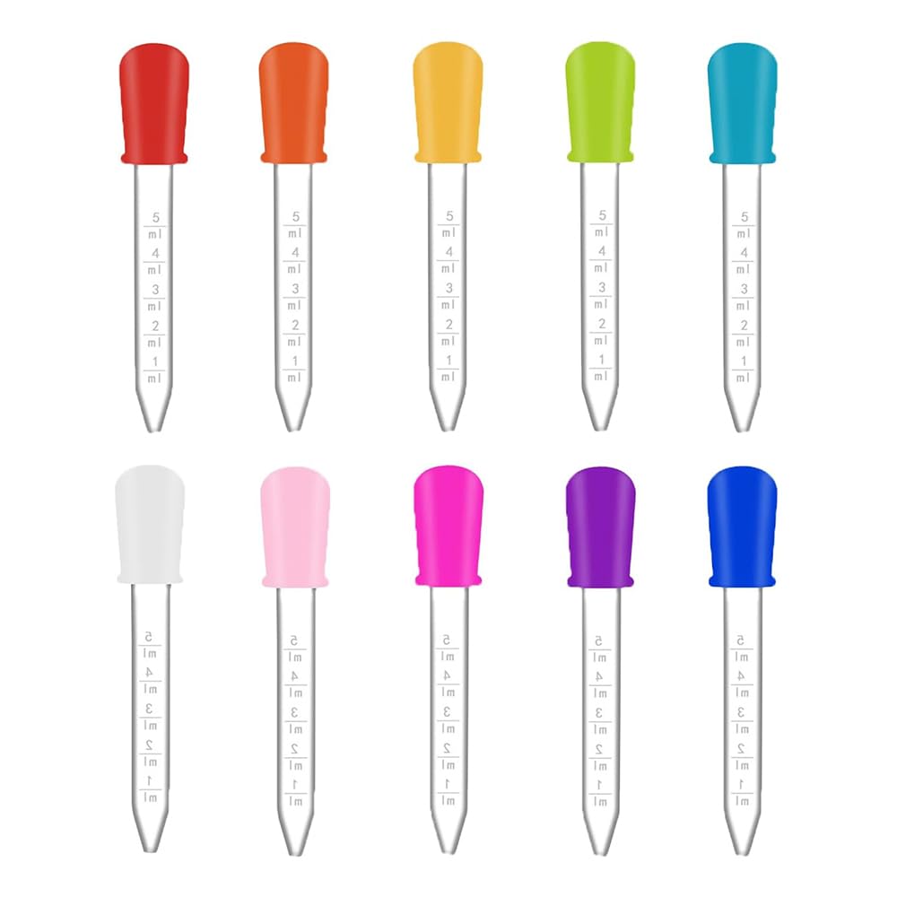 0.2 fl oz (5 ml) Clear Plastic Dropper, Small Pipette with Brush, For Cleaning,