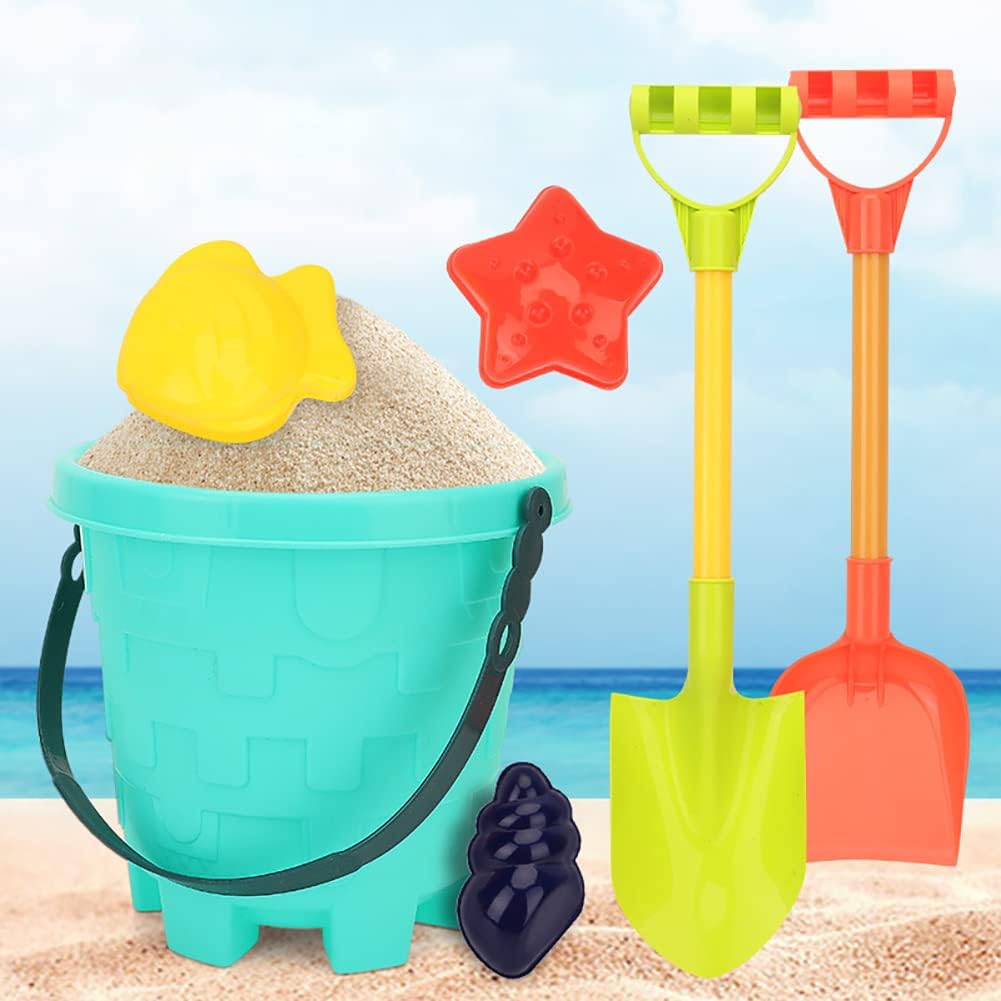 6 Piece Sand Toy Beach Toy Set with Sand Wheel, Truck, Sand Molds, Bucket, Shovel, Water Toy Set, Outdoor Toy for Boys Girls 3 4 5 6 7 Years