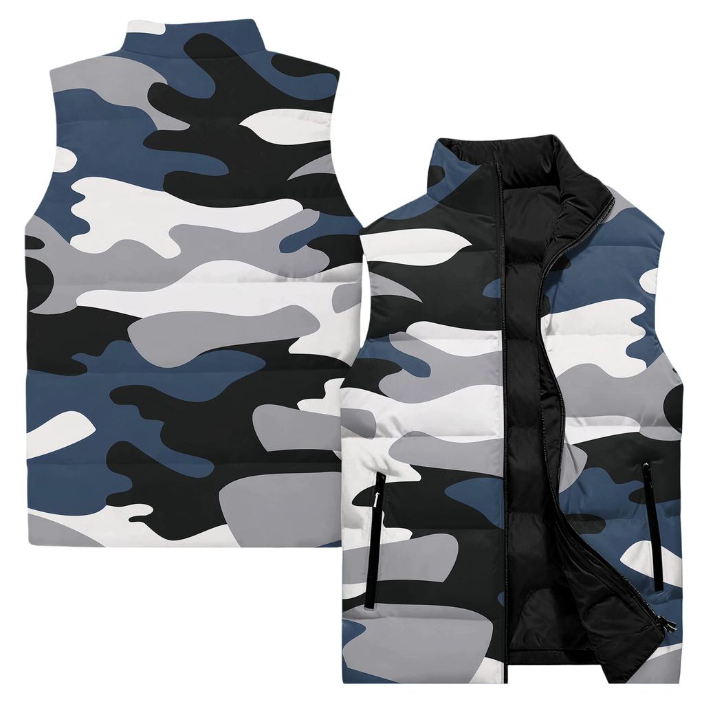 Gilet da uomo casual e alla moda senza maniche, giacca di cotone stampata a tinta unita