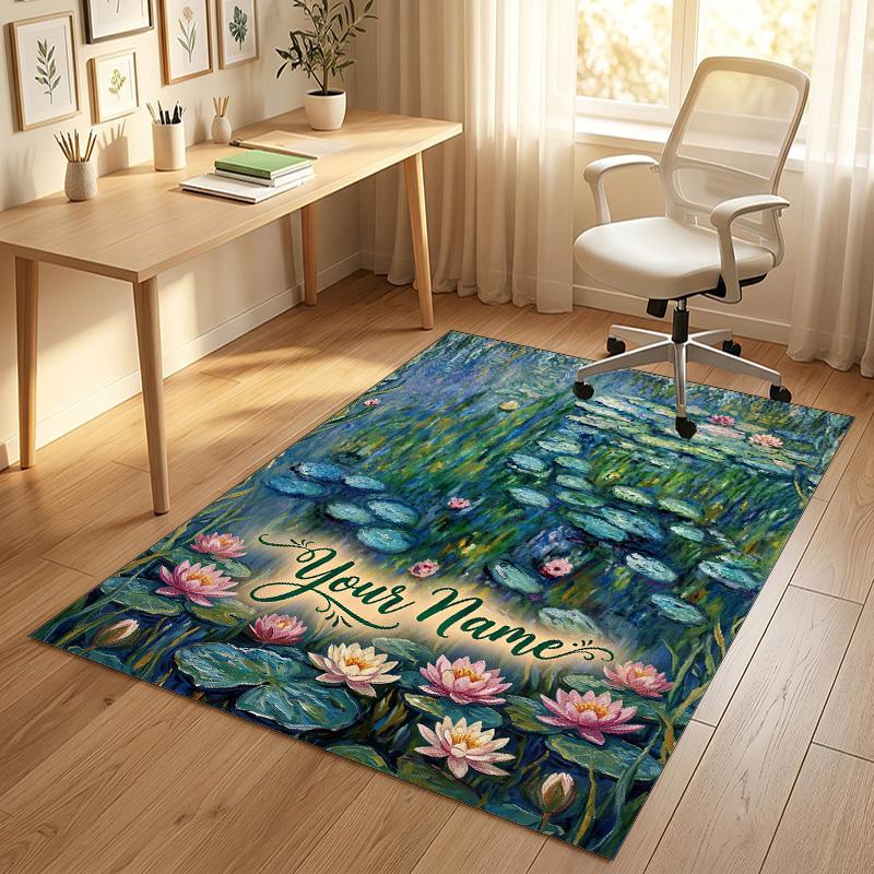 Vinyl Records Theme Soft Crystal Velvet Rug Custom Name & Text Print Non Slip Floor Rug for Bedroom Living Room