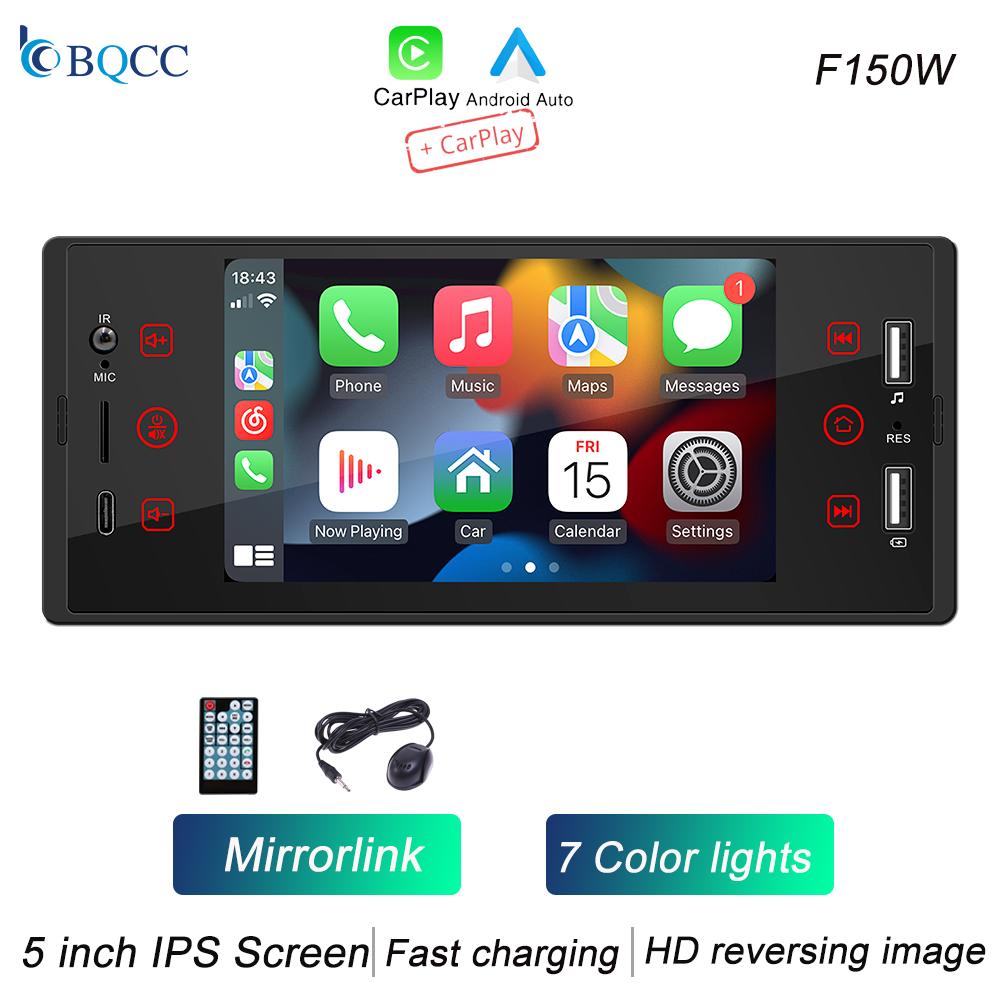 BQCC I Din 5" IPS HD screen car MP5 player with wired/wireless carplay Android auto mirrorlink BT FM USB multimedia car radio