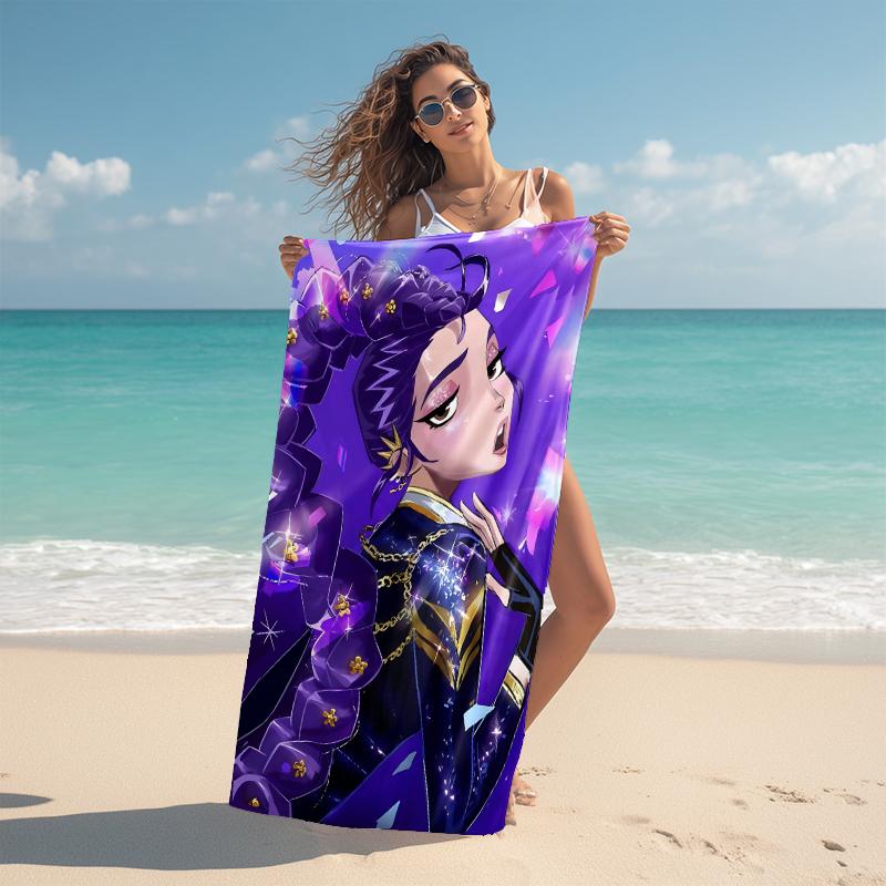 1Pc Purple Hair Rumi Artwork Beach Towel Microfiber Beach Towel Thin Absorbent For Beach Swimming Yoga Bath Sports 0917196