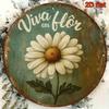 Vintage Portuguese Floral Metal Wall Art 8x8 Inch Rustproof Aluminum Plaque Home Decor
