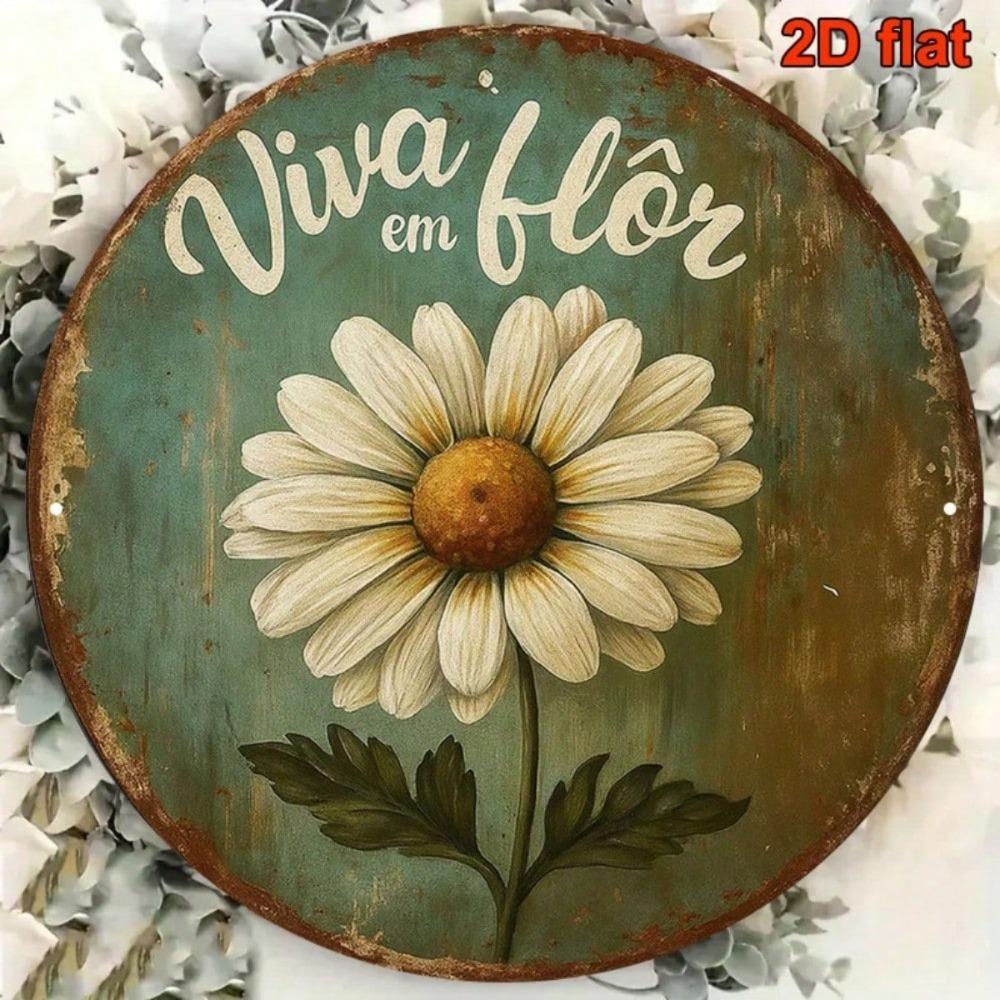 Vintage Portuguese Floral Metal Wall Art 8x8 Inch Rustproof Aluminum Plaque Home Decor
