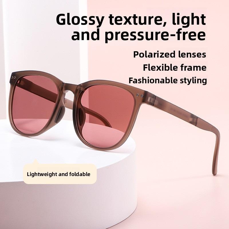 Folding Sunglasses Women's Anti-ultraviolet Polarized Sunglasses High-end Face-showing Small Large-frame Glasses
