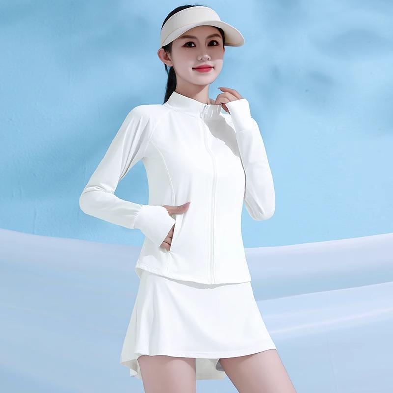 Stand-up Collar Sunscreen Clothes Women's Summer Thin 1011 New Yoga Waist Ice Silk Quick-drying Slim-fit UV-proof Jacket