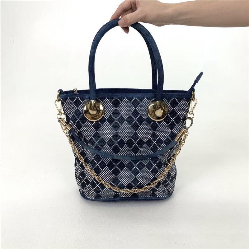 Elegant Banquet Temperament Diamond Jewelry Women'S Handbag Denim Luxury Shoulder Messenger Bag