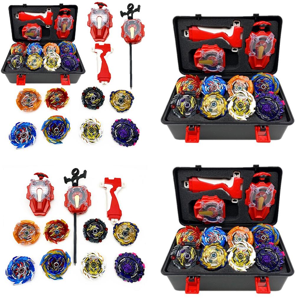 Super King 8-teiliges Gyro Burst Beyblade-Set mit funkelndem Launcher und Aufbewahrungsbox