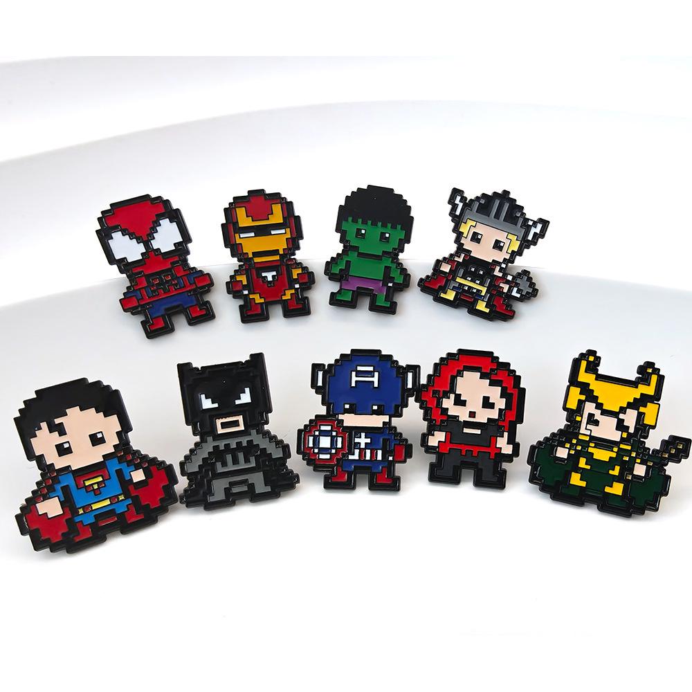 Pixel Avengers Brooch: Creative Spider-Man & Iron Man Superhero Badge