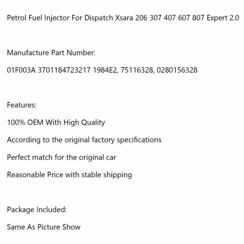 Petrol Fuel Injector Fits Dispatch Xsara 206 307 407 607 807 Expert