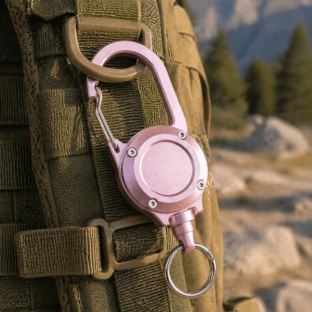 Steel Cable Retractable Keychain Aluminum Zinc Zinc Alloy Retractable Key Holder Camping