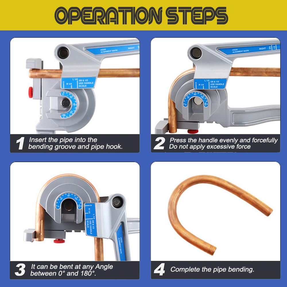 Manual Lever Type Pipe Bender 3-In-1 Small Multi-purpose Bender for Copper Pipe Aluminum Pipe Iron Pipe Stainless Steel Pipe