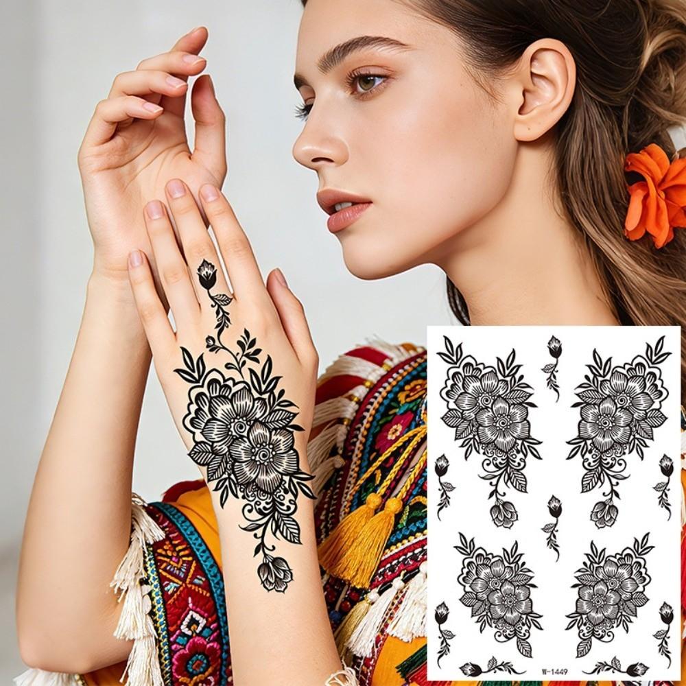 India Mehndi Flower Henna Temporary Tattoo Fake Body Art Sticker  Women/Lady/Girl