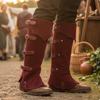 Unisex Wildleder-Stiefelüberzieher mit Schnallen | Spitze Vorderform, Flache Absatzform, Mittelalterliche Beinwickel