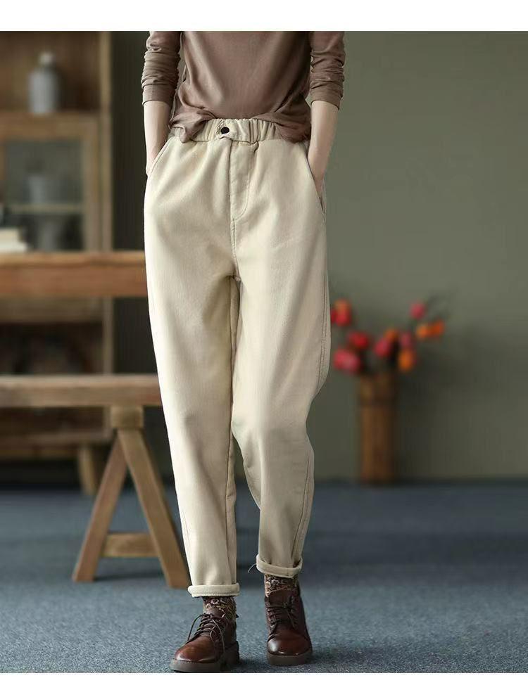 Dames harembroek met verdikte taille, herfst/winterstijl 2026, modieuze elastische taille, lange, comfortabele broek