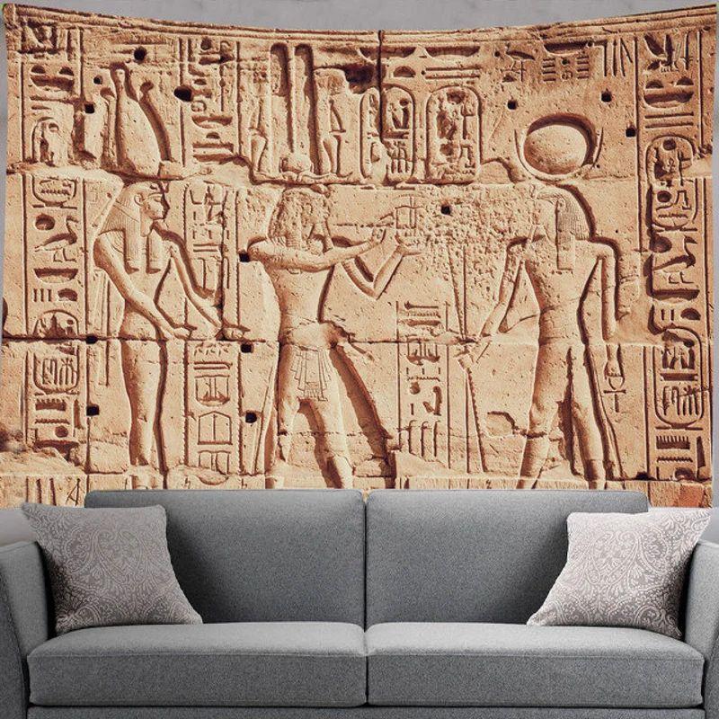 Tapestry Ancient Egypt Egyptian wall hieroglyphs 75x100
