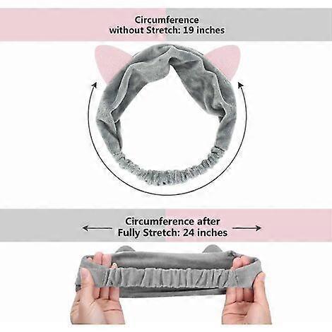 Elastic Makeup Headbands With Cat Ears, 3 Pieces