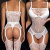 Plus Size Babydolls Clothes Sexy Fishnet Hollow Bodystockings Erotic Crotchless Lingerie Women Mesh See Through Baby Dolls Dress