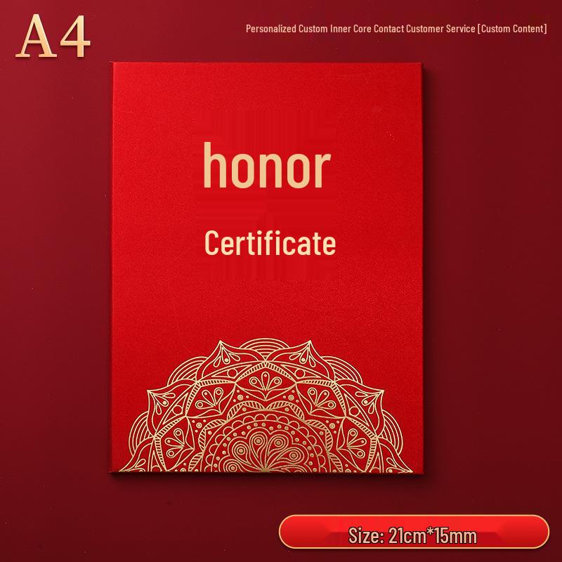 Customizable A4 Graduation & Honor Certificate with Hot Stamping Cover and Printed Inner Pages