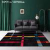 Modern Geometric Area Mat Soft Non Slip Machine Washable Polyester Vibrant Color Stripes Living Room Bedroom Office