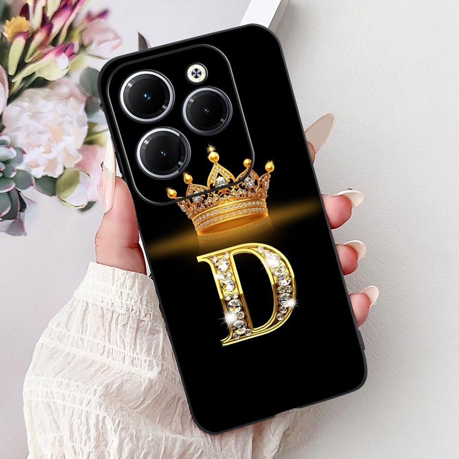 Pro pouzdro Infinix Hot 40 Pro X6837 Luxusní kryt s písmeny a korunkou Měkké silikonové pouzdro na telefon Pro Infinix Hot 40i Hot40 Pro Hot40i