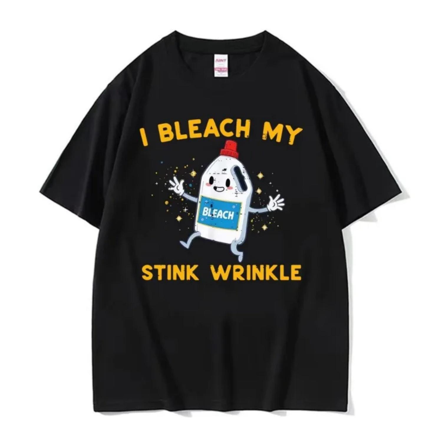 

Retro I Bleach My Stink Wrinkle Funny Joke Humor Rude Gift T Shirts Men Women High Street Oversized T-shirt Summer Tops T-shirts S чёрный