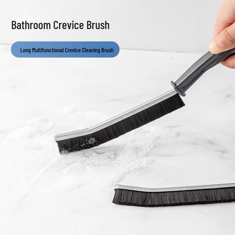 Long Handle Crevice Brush for Bathroom, Toilet, Kitchen Tile, and Window Seam Cleaning - Hard Bristle Dust Brush.