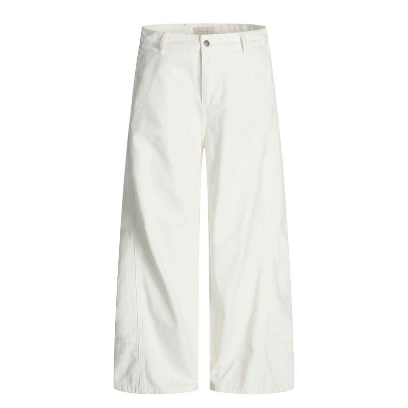 

Kisko Barn Style Retro Three-Dimensional Cut Drapey Jeans Unisex Trendy Loose Straight Casual Pants White X L