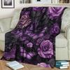 1pc Gift Blanket For Daughter Purple Petal Flower Butterfly Art Soft Blanket Flannel Blanket For Couch Sofa Office Bed Camping T