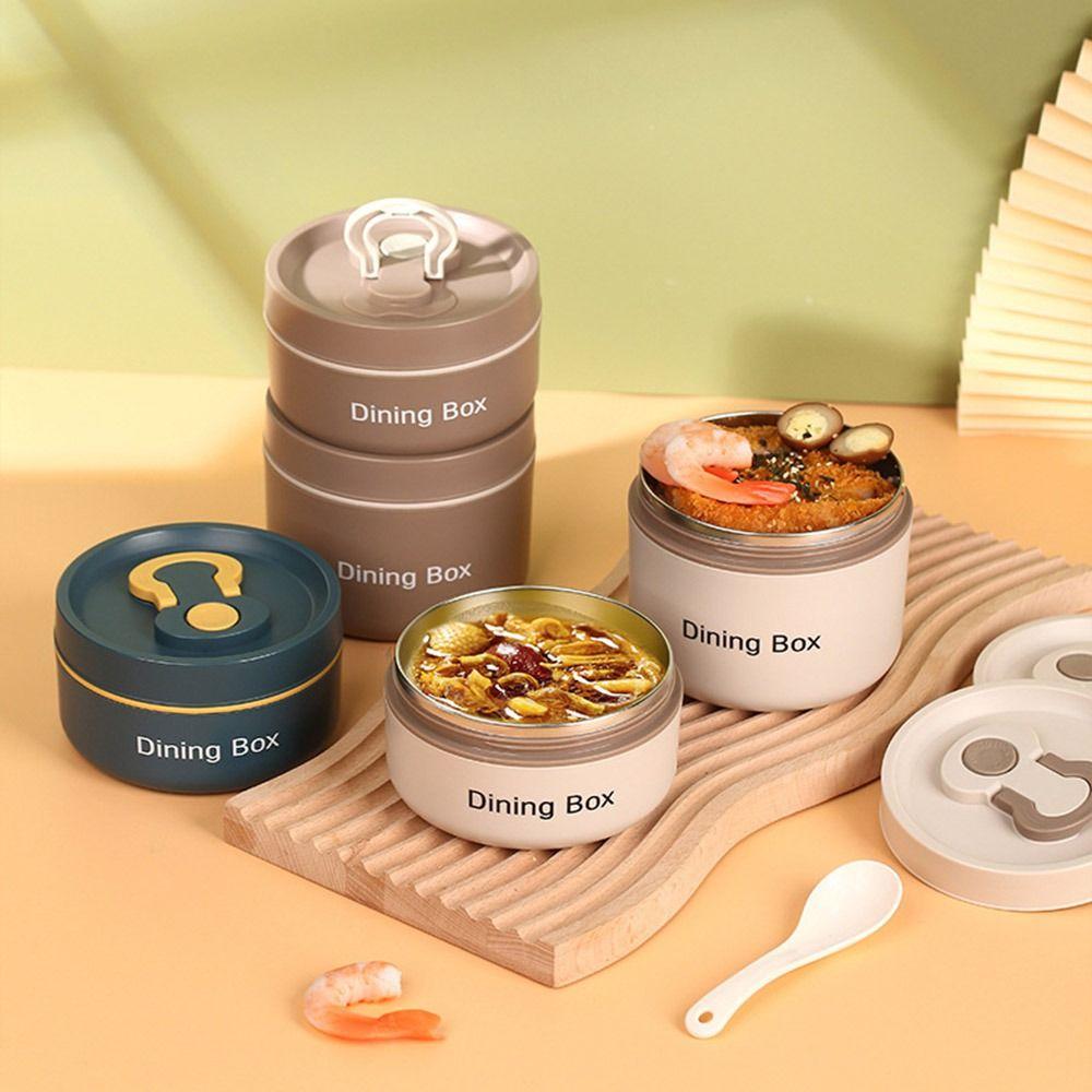 Stainless Steel Soup Bowl Round Dining Box Portable Insulated Food Container Dining Out