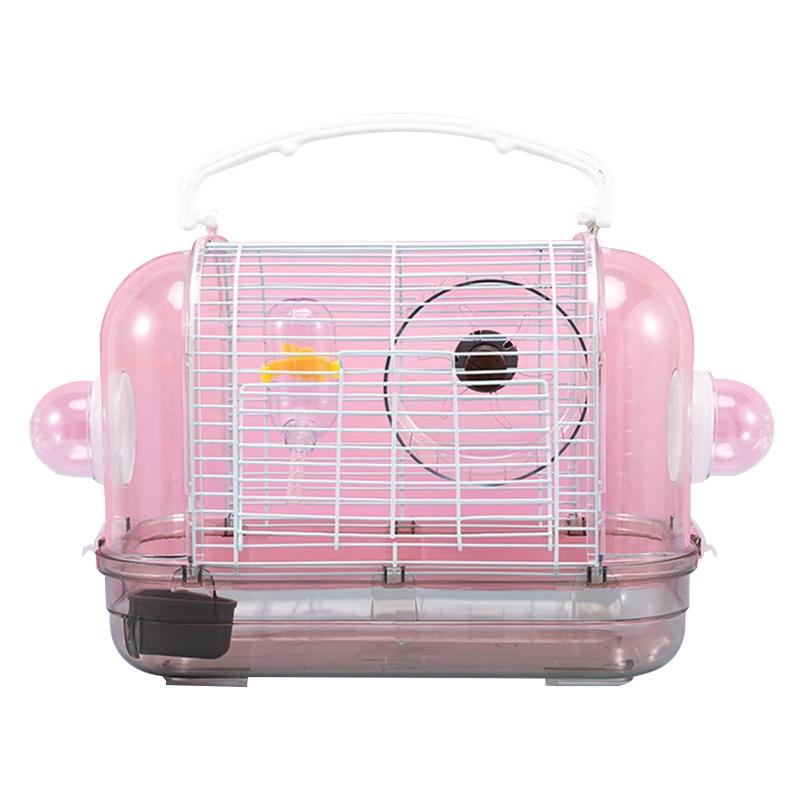 Hamster Cage Travel Carrier Portable Breathable Cage with Food Bowl Water Bottle Exercise Wheel for Gerbil Small Rat Small Pets