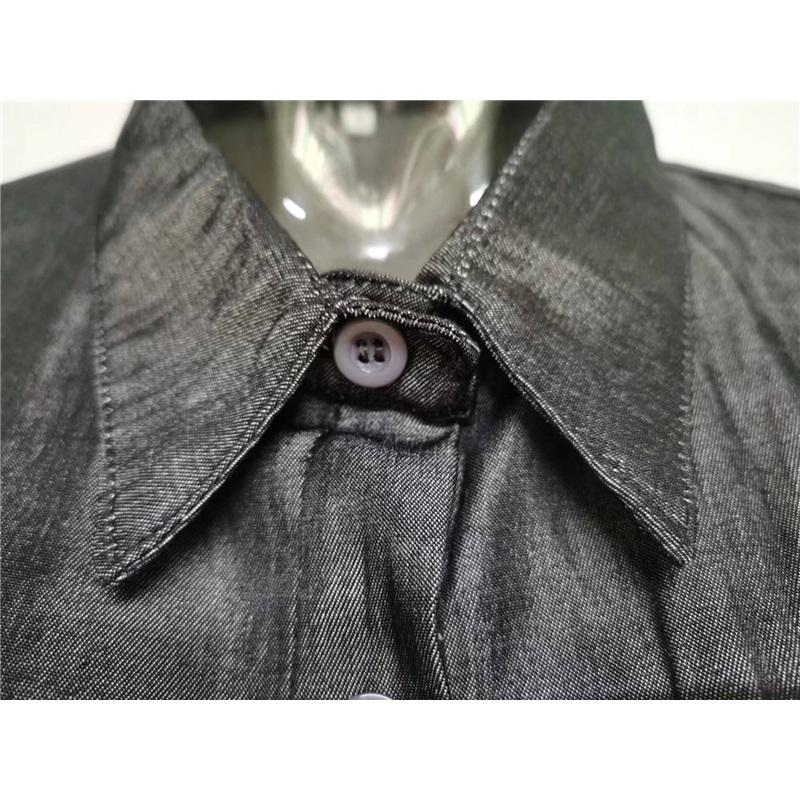 Women's Denim Maxi Dress Tencel Linen Cotton Blend Polo Collar Button Down Long Sleeve Casual Dress With Pockets