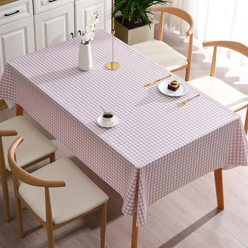 Pvc Checkered Table Cloth Waterproof Oil Resistant Heat-Resistant No-Rinse Tablecloth Ins Tea Table Cloth Small Fresh Tablecloth