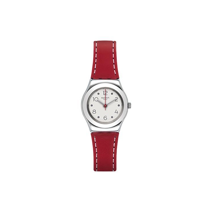 SWATCH Women s 28.7mm White Watch YSS307 YSS307 White Dial Red Strap