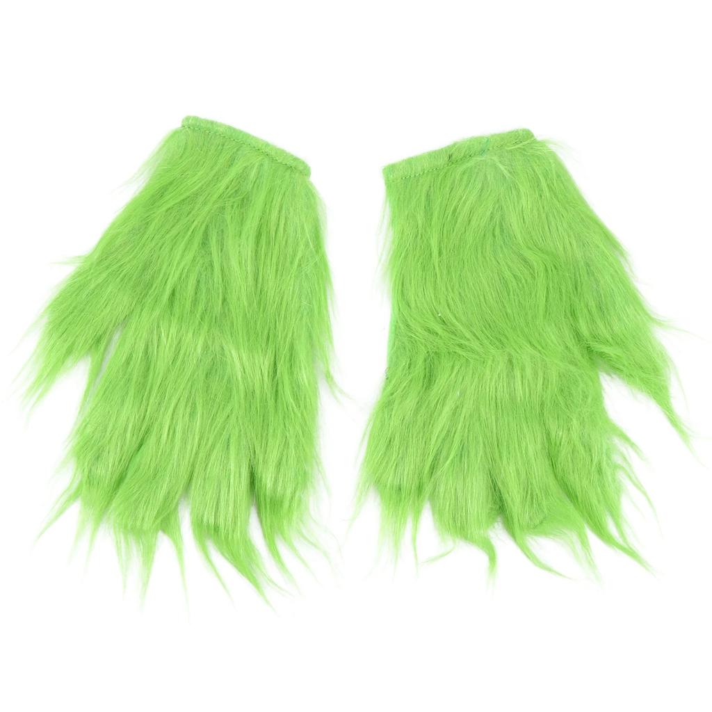 Monster Santa Costume Set - Green Beard, Furry Hat & Gloves For Halloween & Christmas Cosplay, Carnival Party Accessories