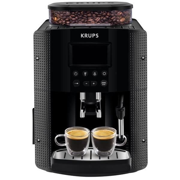 Krups bean coffee machine, 1.7 l, espresso coffee maker, steam nozzle for cappuccino, 2 cups simultaneously, essential yy8135fd nero