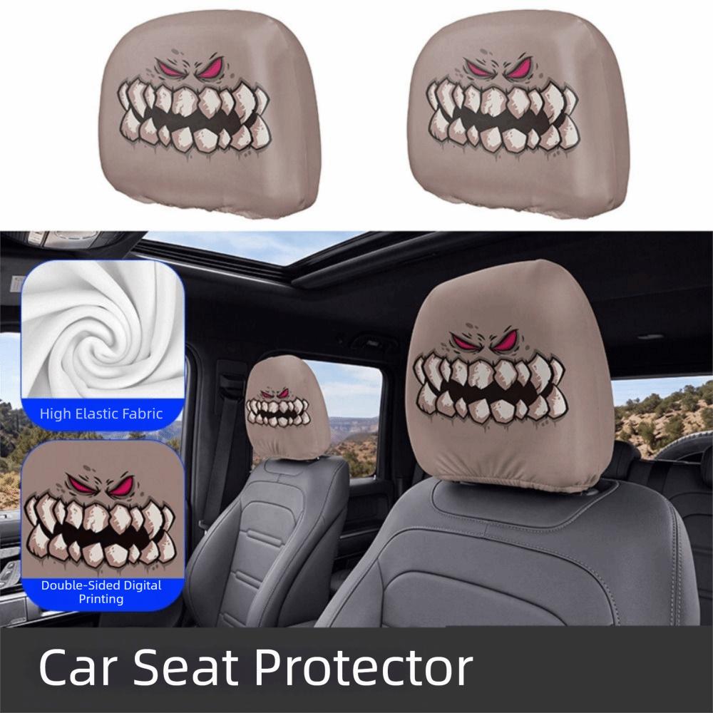 2Pcs Exaggerated Car Pillowcase Cool Decorations Car Seat Headcover  Car Interior