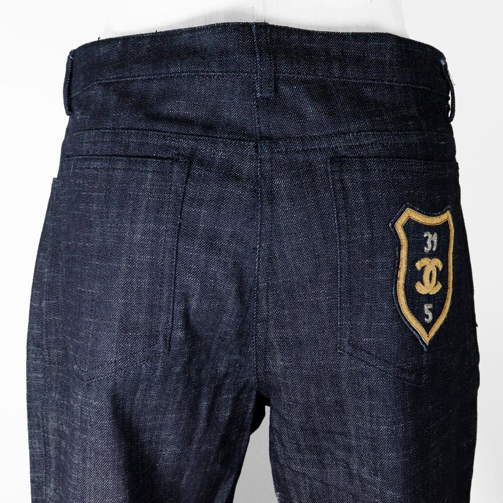 Chanel Wappen Denim Pants P25298V16033 05C Indigo Cotton Women Used