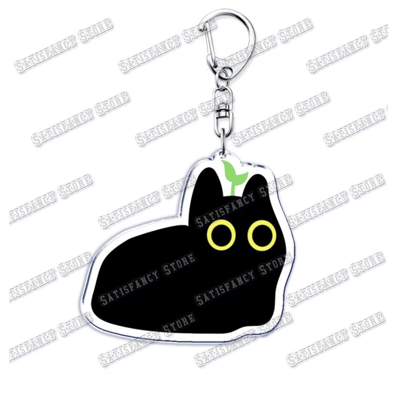 Cute Kawaii Little Black Cat Acrylic Keychains Funny Pet Kitty Keyring for Accessories Bag Pendant Key Chain Jewelry Fans Gifts