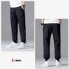 Easy Outdoor Elastic Fleece Warm Thermal Solid Winter Jogger Ribbed Brushed Black X-cross Men's Pants, Fall/Winter, Fleece-Lined, Black, Lightweight,