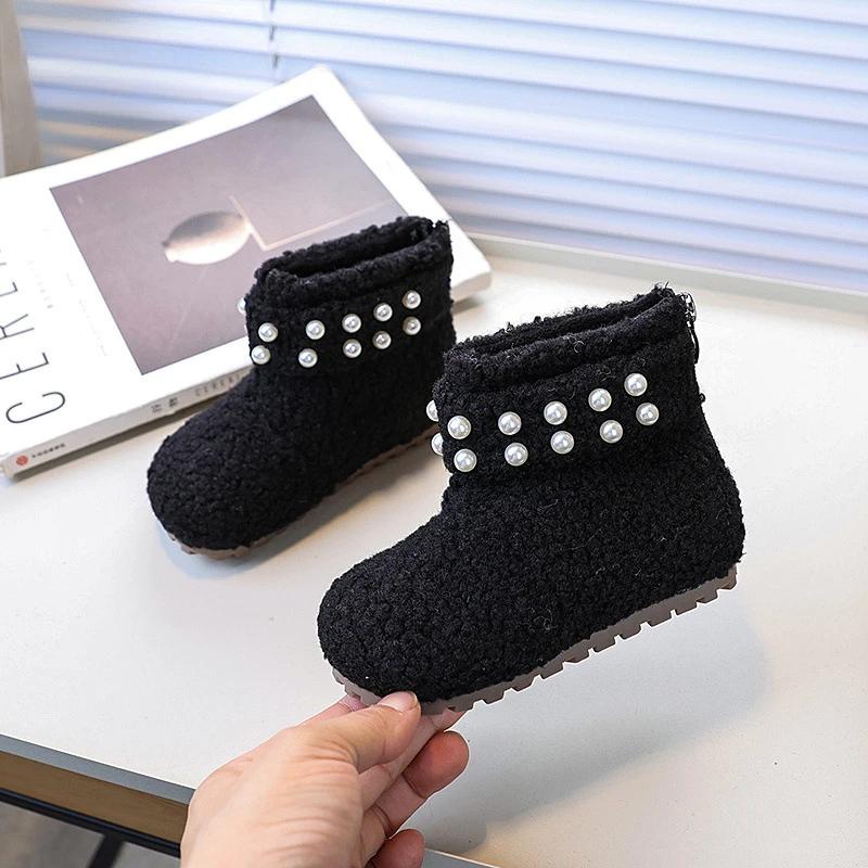 

Зимние детские сноубутсы Теплые Универсальные Модные ботильоны для девочек Модные Милые Детские Повседневные Хлопковые Ботинки Элегантный Круглый Носок 23 чёрный